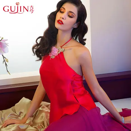 古今/GUJIN专柜正品 红色系列之富贵牡丹花片点缀款肚兜 4F220图片